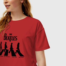Футболка оверсайз женская The Beatles, цвет: красный — фото 2