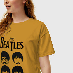 Футболка оверсайз женская The Beatles Liverpool Four, цвет: горчичный — фото 2