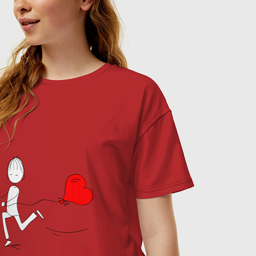 Женская футболка оверсайз Бегу к тебе / Красный – фото 3