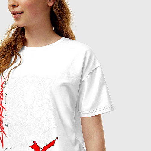 Женская футболка оверсайз CYBERPUNK 2077 / Белый – фото 3