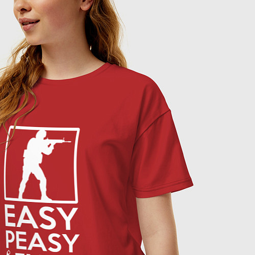 Женская футболка оверсайз Изи пизи лемон сквизи CS GO / Красный – фото 3