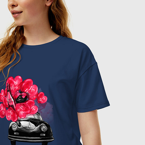 Женская футболка оверсайз Машина мечты / Тёмно-синий – фото 3