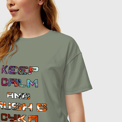 Женская футболка оверсайз Rush B CYKA BLYAT / Авокадо – фото 3