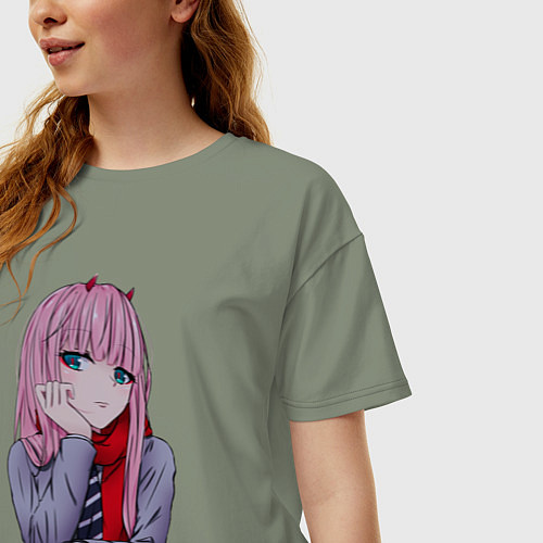 Женская футболка оверсайз Zero Two / Авокадо – фото 3