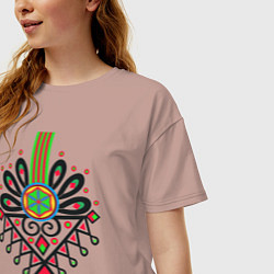 Футболка оверсайз женская Польский узор Парзеница, цвет: пыльно-розовый — фото 2