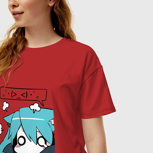 Женская футболка оверсайз Грусть / Красный – фото 3