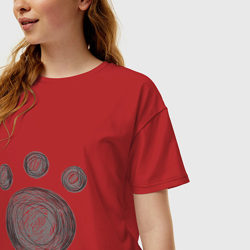 Женская футболка оверсайз Лапка / Красный – фото 3