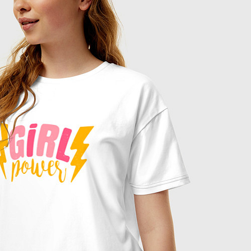 Женская футболка оверсайз Girl power / Белый – фото 3