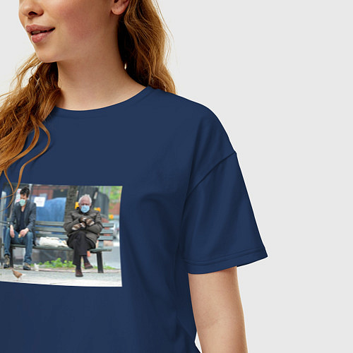 Женская футболка оверсайз Киану и Берни / Тёмно-синий – фото 3