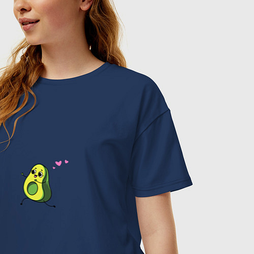 Женская футболка оверсайз Влюбленное авокадо / Тёмно-синий – фото 3