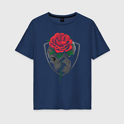 Футболка оверсайз женская Skull&Rose, цвет: тёмно-синий