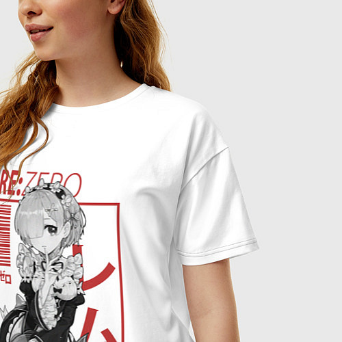 Женская футболка оверсайз Re:Zero Rem / Белый – фото 3