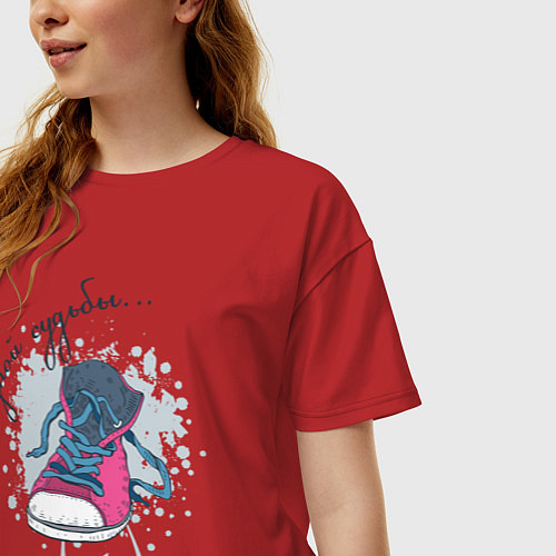 Женская футболка оверсайз Судьба / Красный – фото 3