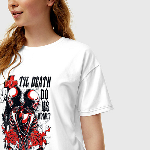 Женская футболка оверсайз Skull Death / Белый – фото 3