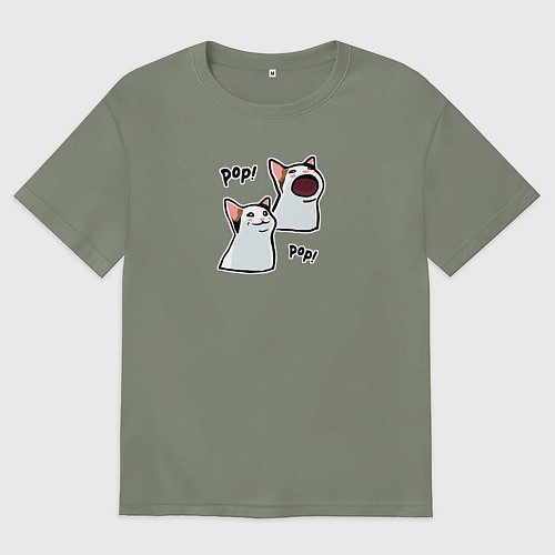 Женская футболка оверсайз Pop Cat / Авокадо – фото 1