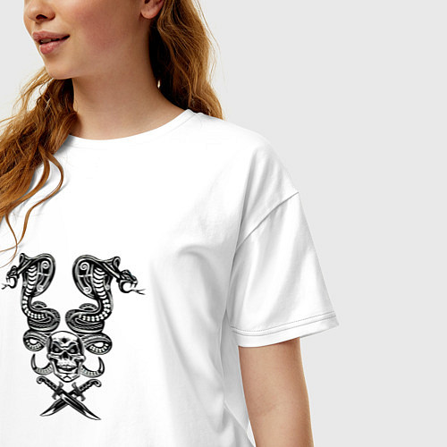 Женская футболка оверсайз Skull / Белый – фото 3