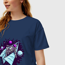 Футболка оверсайз женская Астронавт на самолетике, цвет: тёмно-синий — фото 2