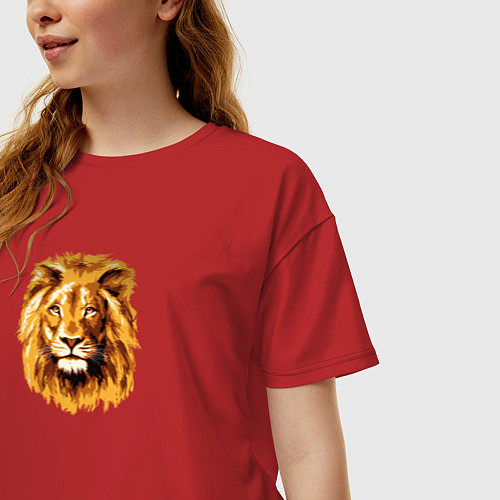 Женская футболка оверсайз Голова Льва / Красный – фото 3