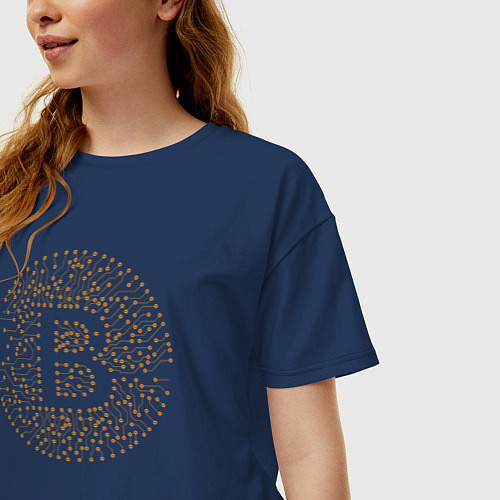 Женская футболка оверсайз БИТКОИН BITCOIN / Тёмно-синий – фото 3