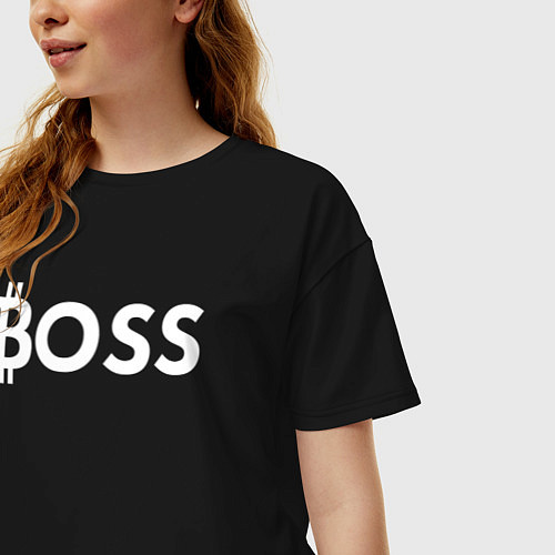 Женская футболка оверсайз БИТКОИН ДЕД BITCOIN BOSS / Черный – фото 3