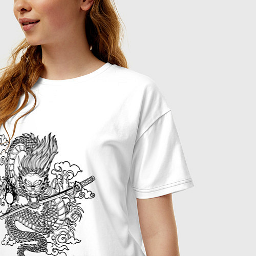 Женская футболка оверсайз ДРАКОН DRAGON / Белый – фото 3