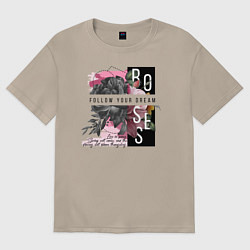 Футболка оверсайз женская Roses, цвет: миндальный