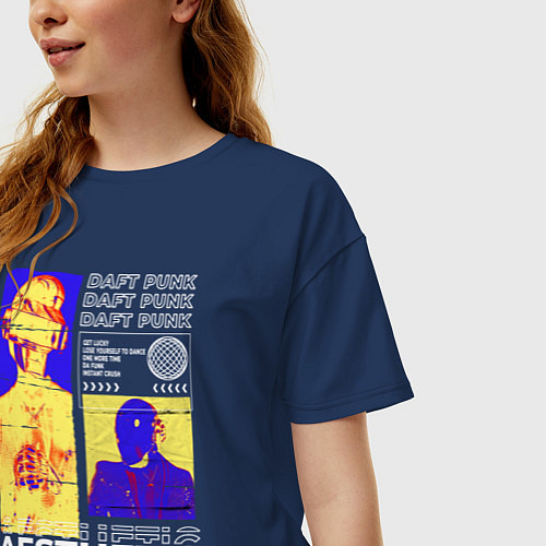 Женская футболка оверсайз Daft Punk / Тёмно-синий – фото 3
