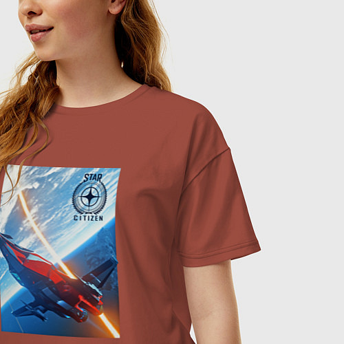 Женская футболка оверсайз Star Citizen M50 / Кирпичный – фото 3
