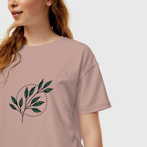 Женская футболка оверсайз Leaves / Пыльно-розовый – фото 3