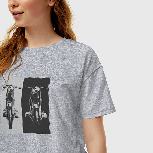 Женская футболка оверсайз Мотоцикл ретро / Меланж – фото 3