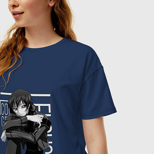 Женская футболка оверсайз Код Гиас / Тёмно-синий – фото 3