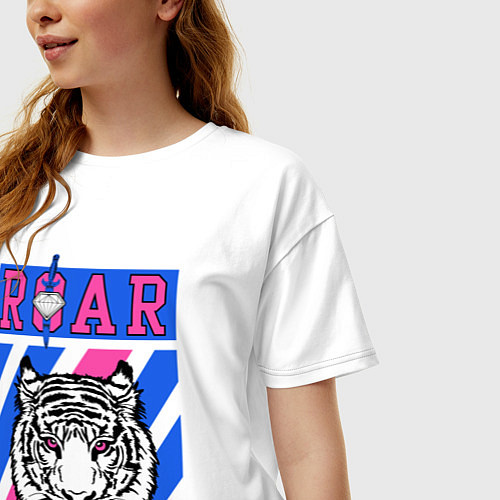 Женская футболка оверсайз Roar Tiger / Белый – фото 3