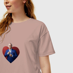 Футболка оверсайз женская Сердце Меладзе, цвет: пыльно-розовый — фото 2