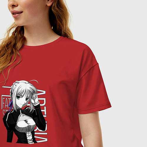 Женская футболка оверсайз Сэйбер / Красный – фото 3