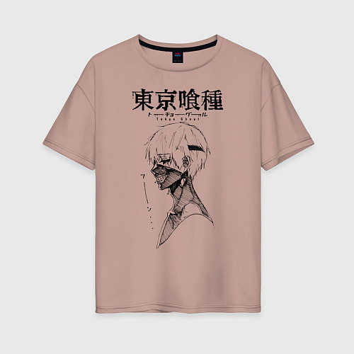 Женская футболка оверсайз Токийский гуль Кен Канеки / Пыльно-розовый – фото 1