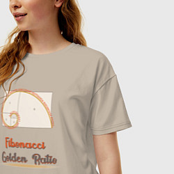 Футболка оверсайз женская Fibonacci Золотое сечение, цвет: миндальный — фото 2