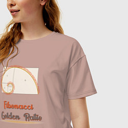 Футболка оверсайз женская Fibonacci Золотое сечение, цвет: пыльно-розовый — фото 2
