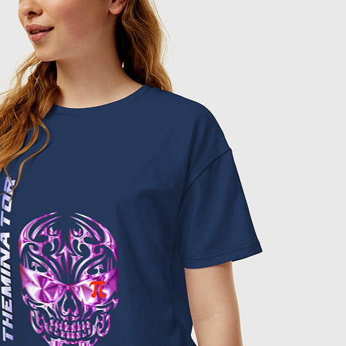 Женская футболка оверсайз Матеминатор / Тёмно-синий – фото 3