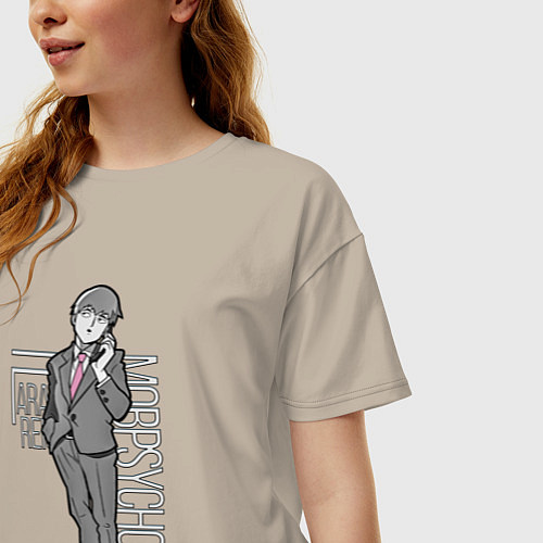 Женская футболка оверсайз Моб Психо 100 / Миндальный – фото 3