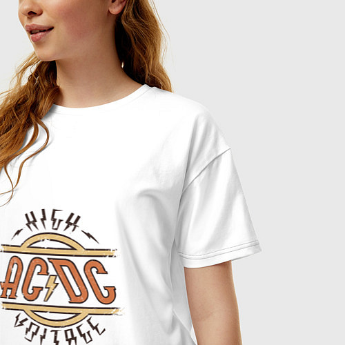 Женская футболка оверсайз AC DC HIGH VOLTAGE / Белый – фото 3