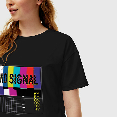 Женская футболка оверсайз Vaporwave No Signal TV / Черный – фото 3