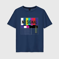 Футболка оверсайз женская Vaporwave No Signal TV, цвет: тёмно-синий