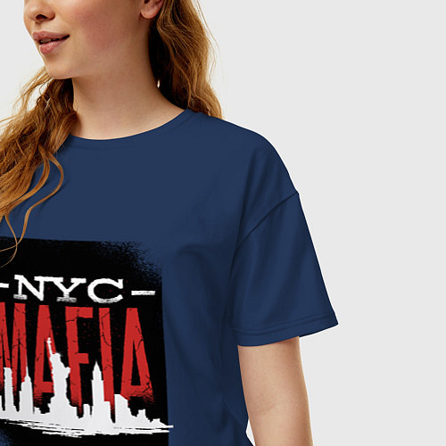 Женская футболка оверсайз New York Mafia / Тёмно-синий – фото 3