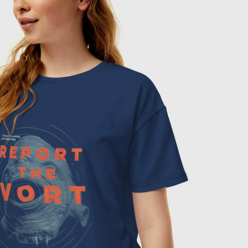 Женская футболка оверсайз Report the Vort / Тёмно-синий – фото 3