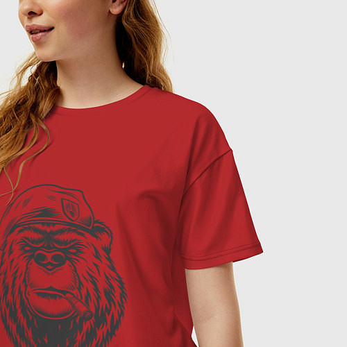 Женская футболка оверсайз Русский медведь десантура / Красный – фото 3