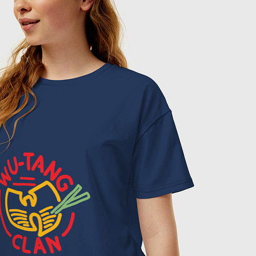 Женская футболка оверсайз Wu-Tang Clan / Тёмно-синий – фото 3
