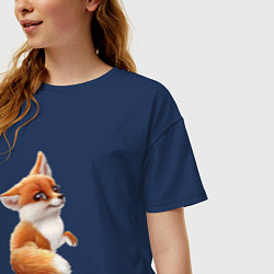Футболка оверсайз женская Лисичка, цвет: тёмно-синий — фото 2