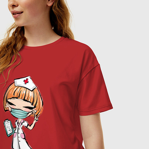 Женская футболка оверсайз Медсестра / Красный – фото 3