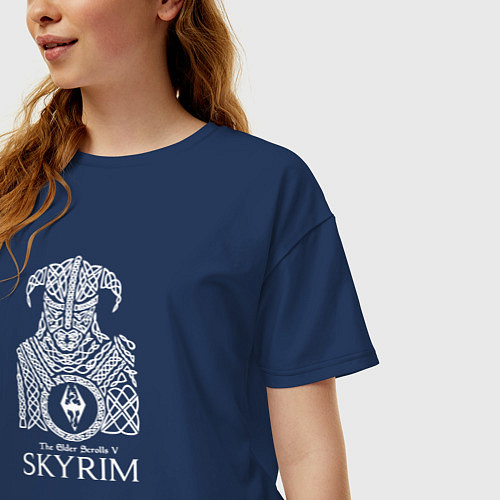 Женская футболка оверсайз Skyrim Скайрим / Тёмно-синий – фото 3