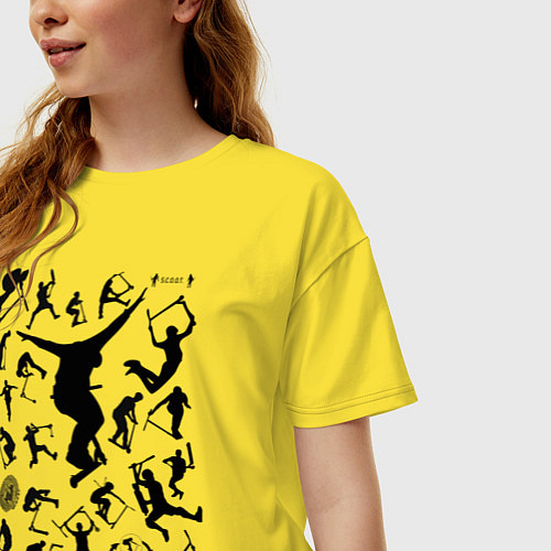 Женская футболка оверсайз Трюковый самокат все звезды / Желтый – фото 3